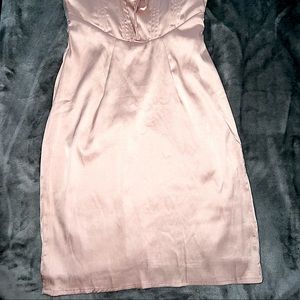 Satin corset baby pink mini dress<3